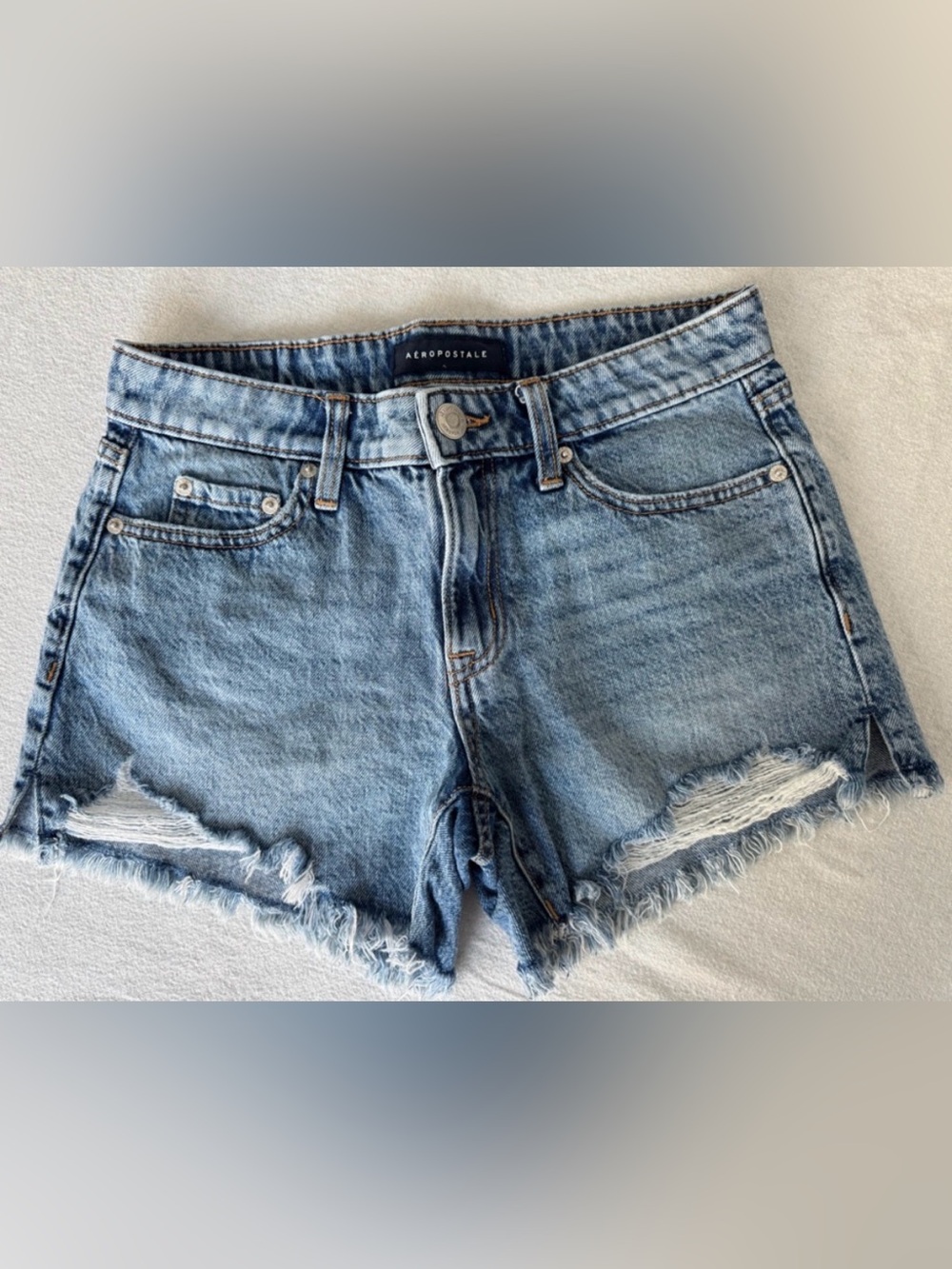 Aeropostale Light Blue Baggy Distressed Denim Jean Shorts
